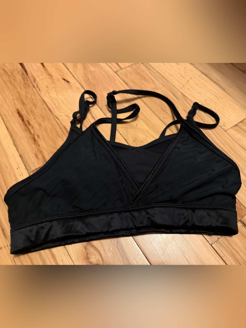Nike Black Sports Bra Bralette Jacquard Swoosh No Size Tag (Measures Medium)
